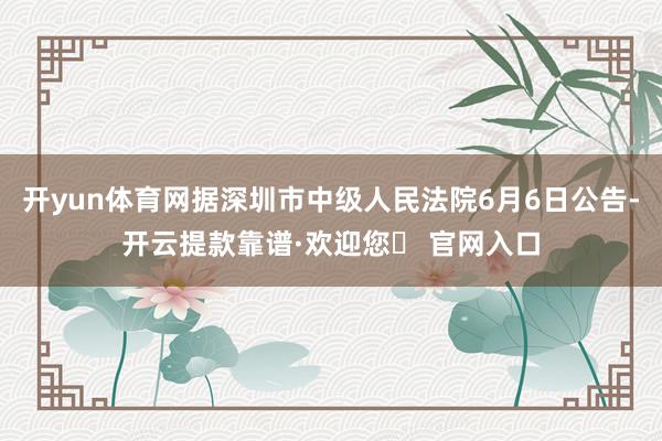 开yun体育网据深圳市中级人民法院6月6日公告-开云提款靠谱·欢迎您✅ 官网入口